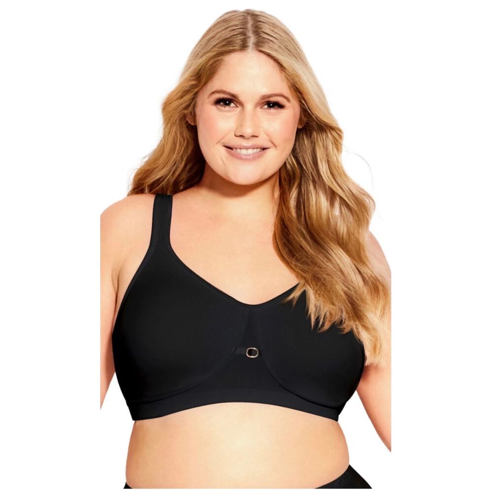 Avenue Women's Soft Caress Black Bra Comfort Bra Wire Free Cups 54DDD